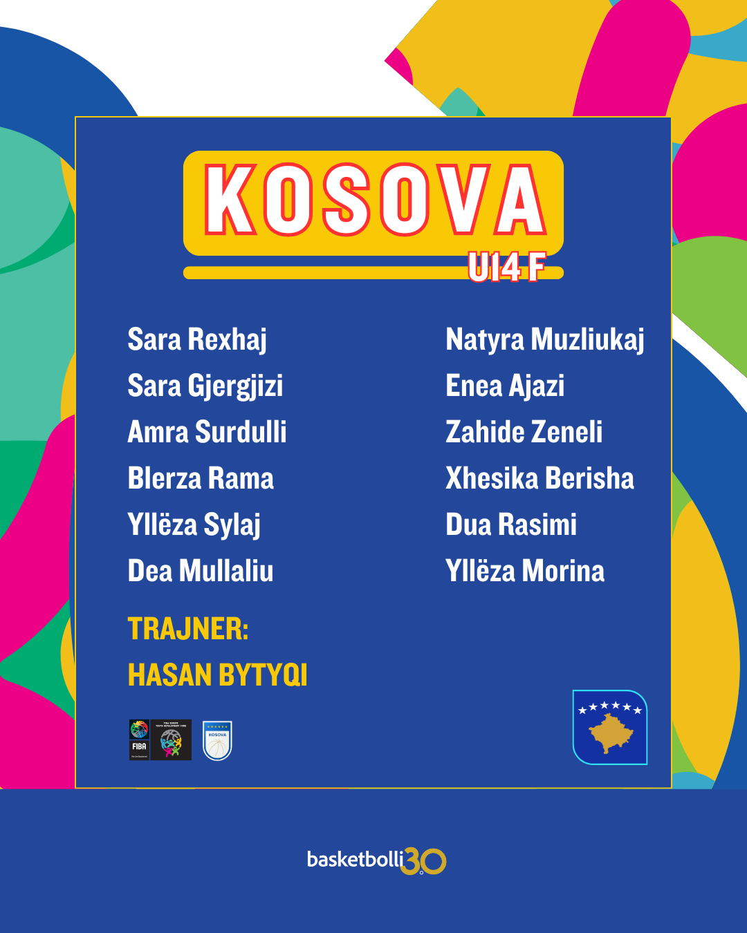 12 dardanet e reja që do të përfaqësojnë Kosovën në turneun e FIBA YDF-së